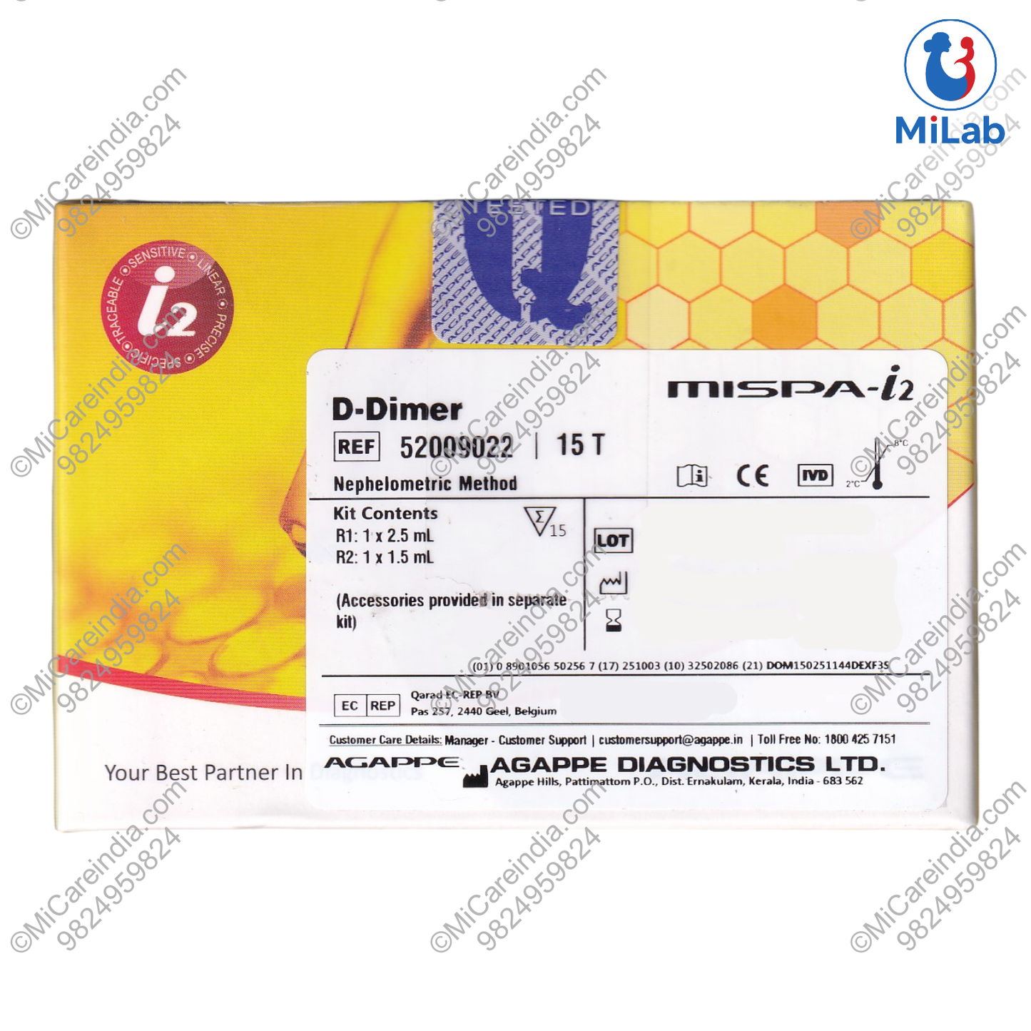 Agappe Mispa i2 D-Dimer Kit (15 Tests)
