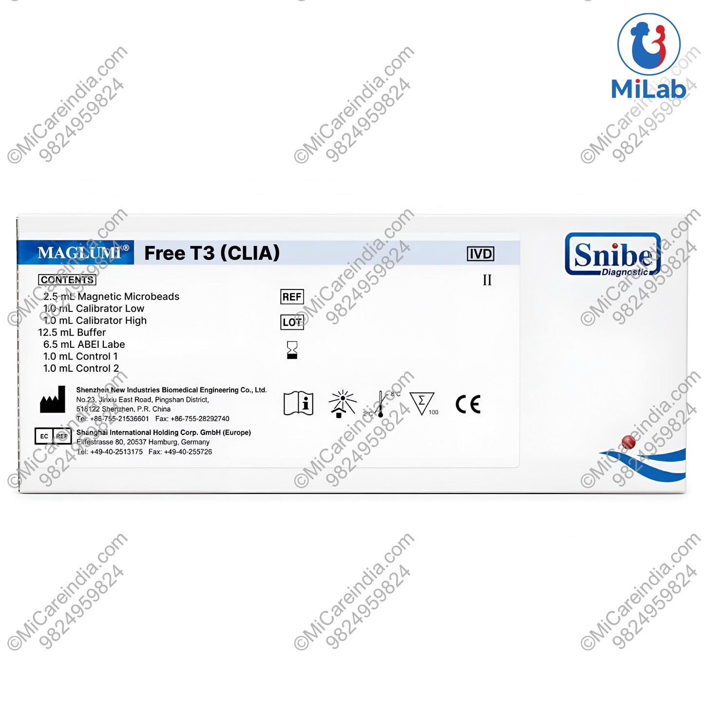 Snibe Maglumi Free T3 CLIA Test Kit (100 Tests)
