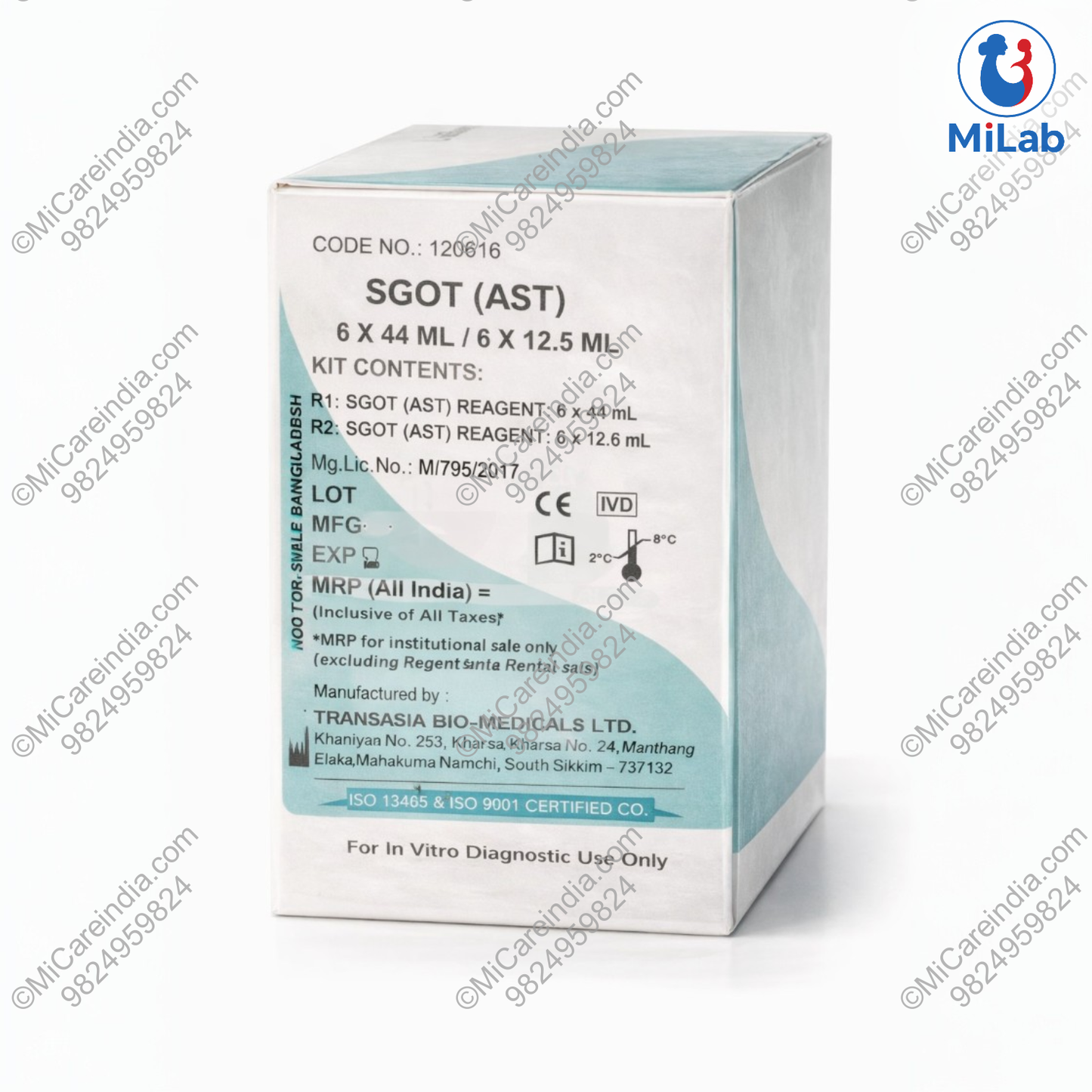 Transasia SGOT (AST) System Pack Kit (6x44ml/6x12.5ml)