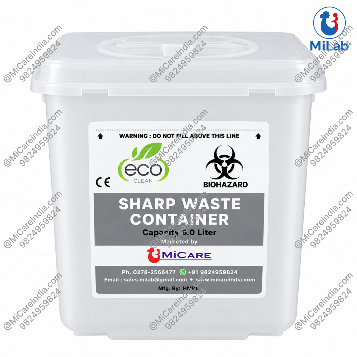 Eco Sharps Waste Container 5 Liter (1 Pc)
