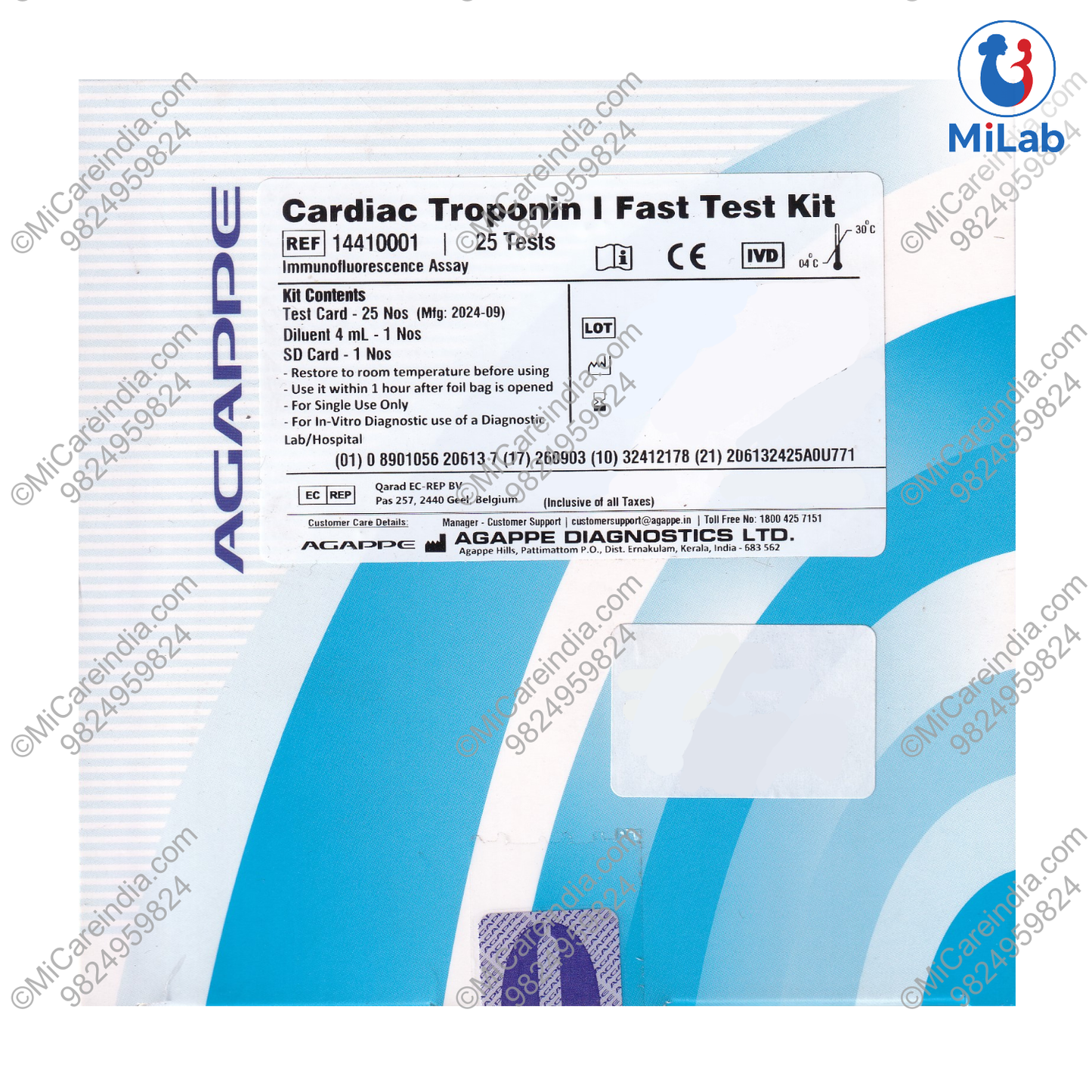 Agappe Troponin I Card Kit (25 Tests)