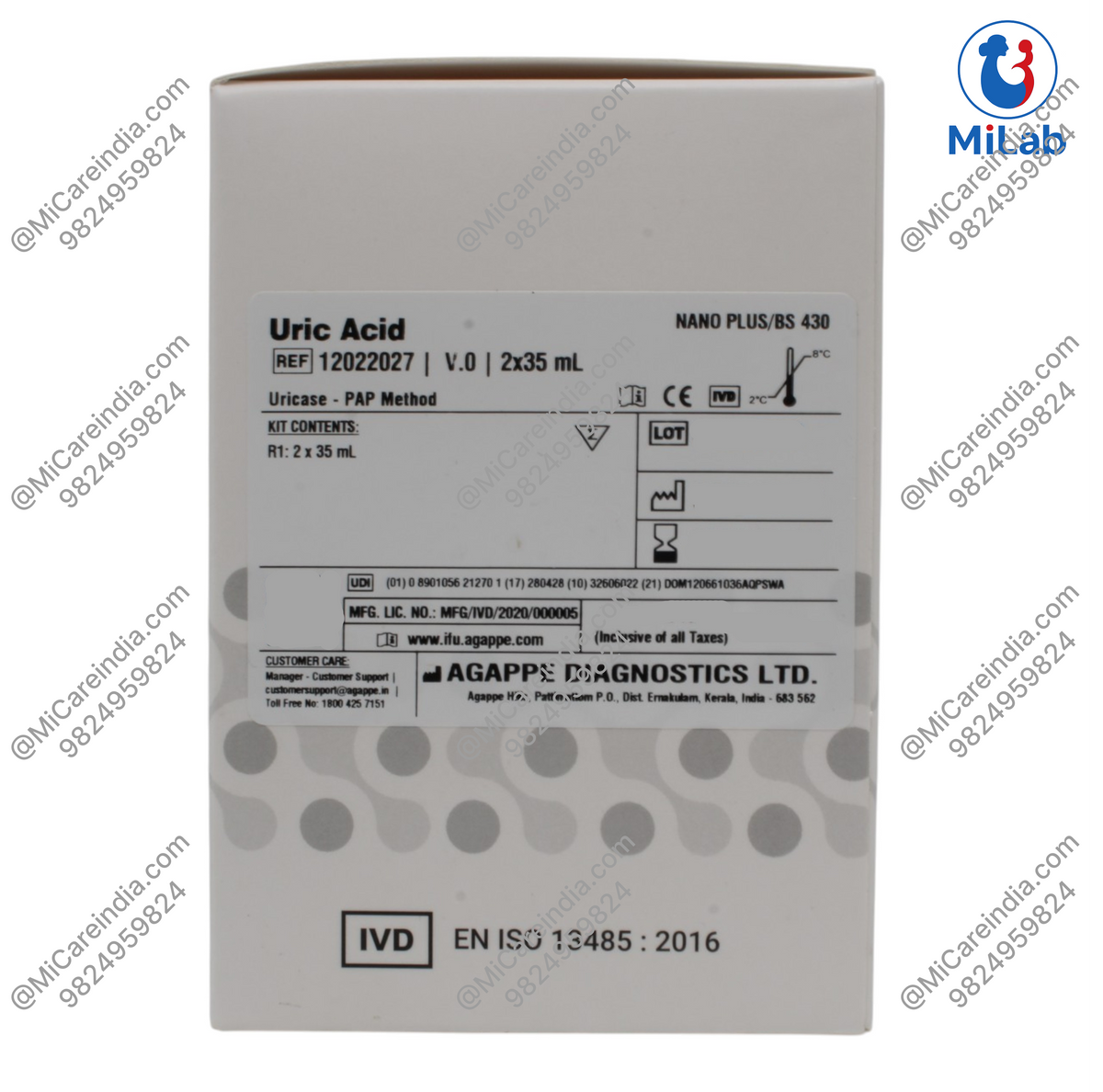 Agappe Uric Acid System Pack Kit (2x35ml)