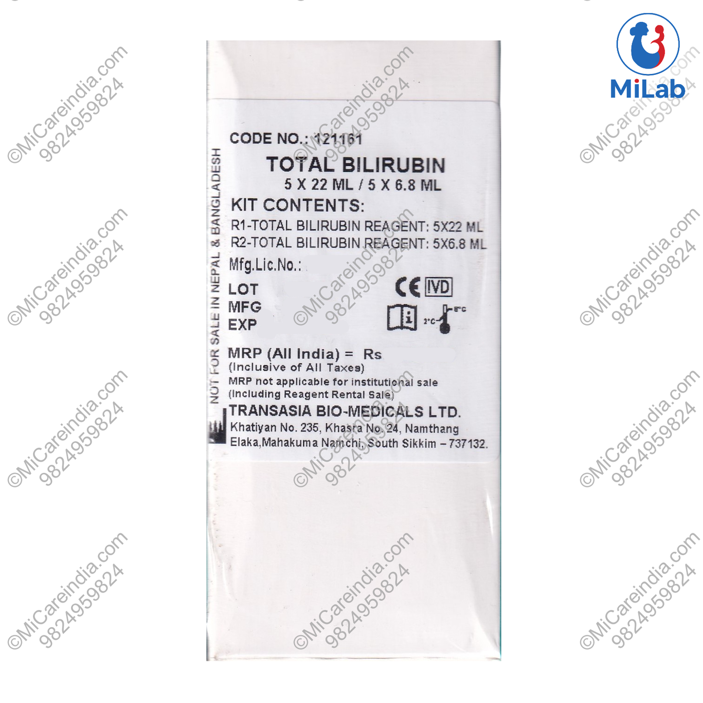 Transasia Bilirubin Total System Pack Kit (5x22ml/5x6.8ml)