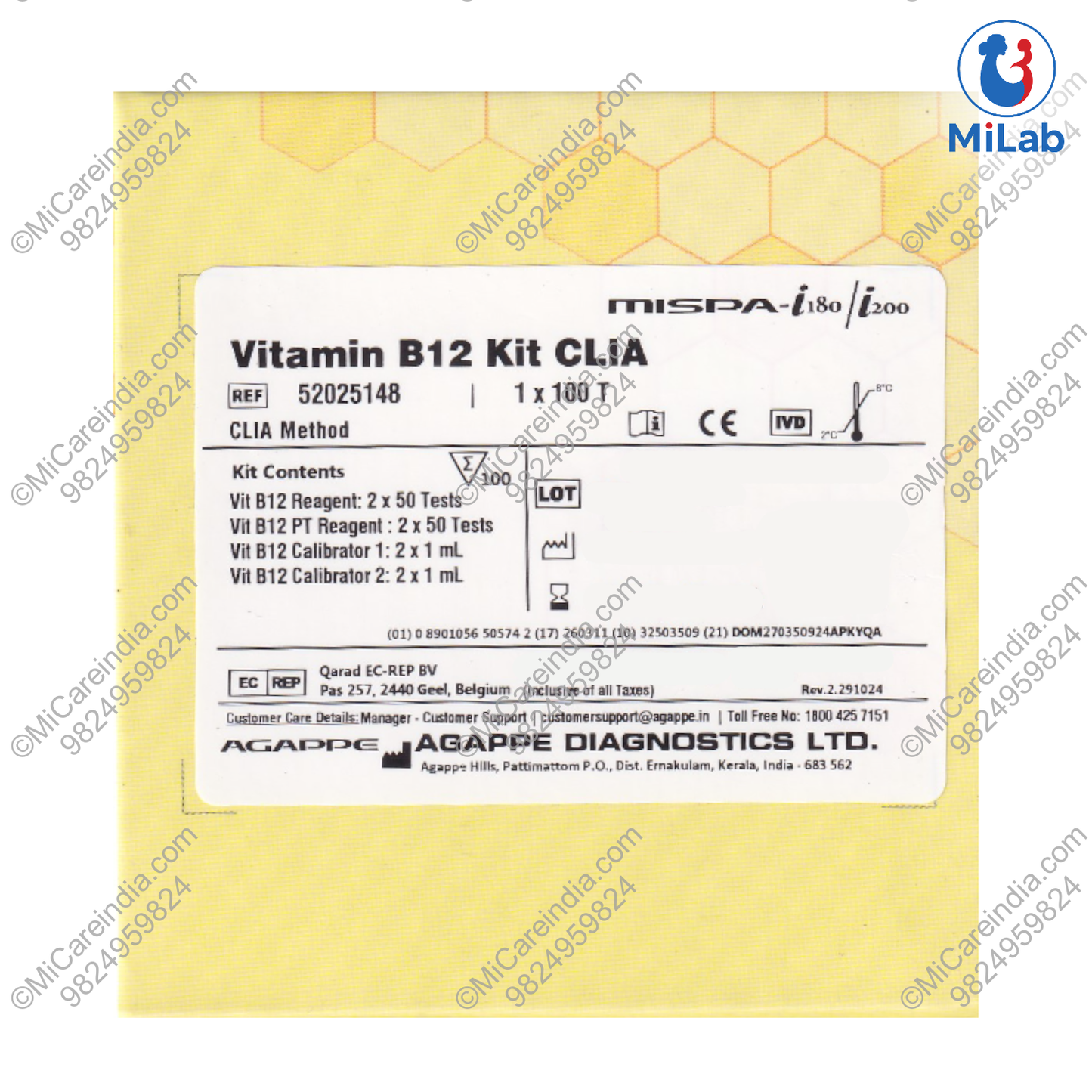 Agappe Mispa CLIA Vitamin B12 Kit (100 Tests)
