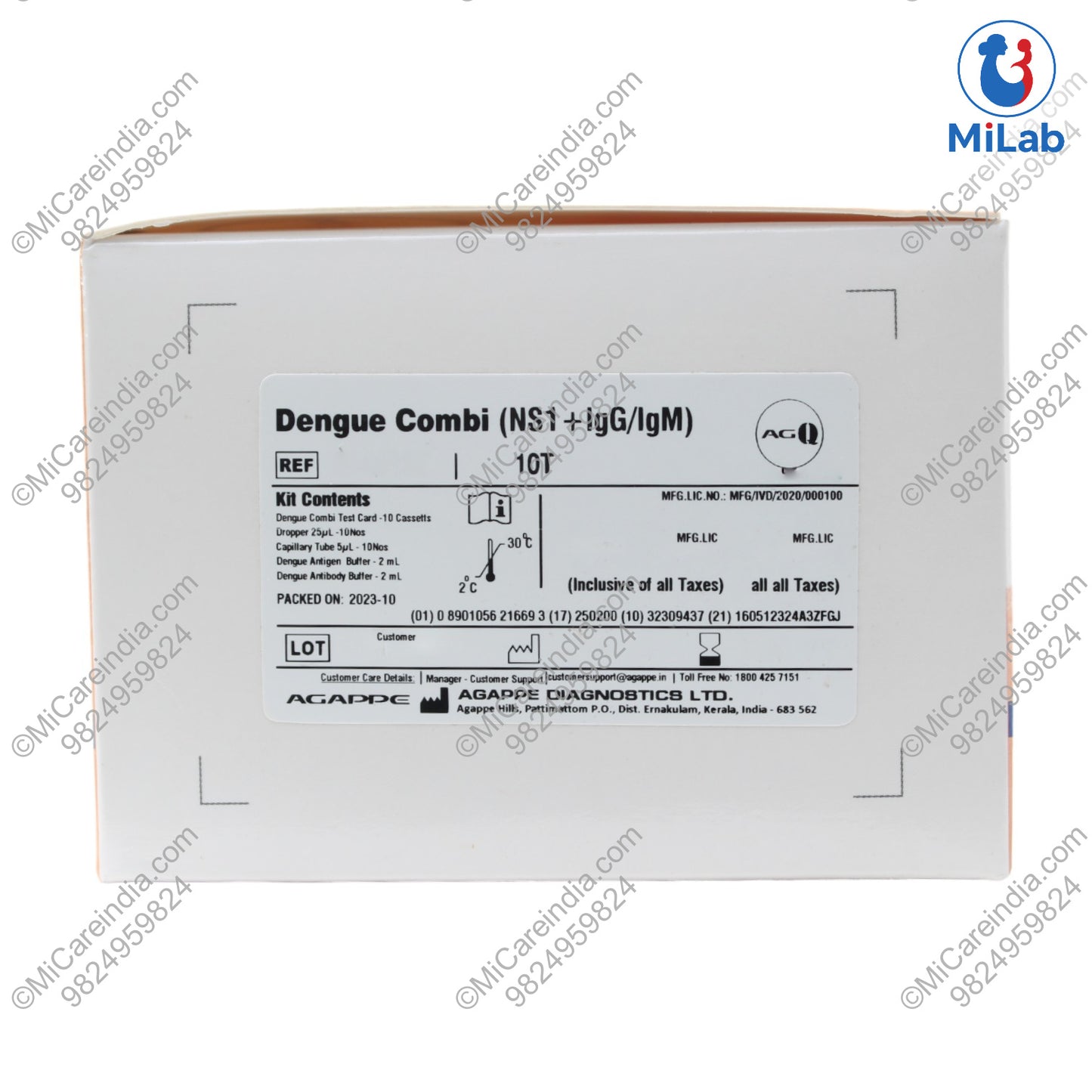Agappe Dengue (NS1 & IgG+IgM) Kit (10 Tests)