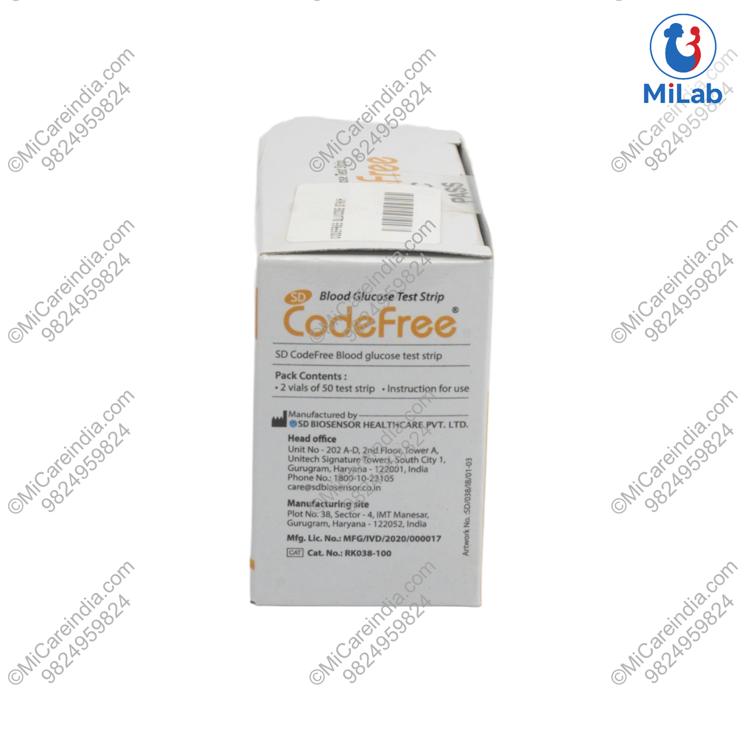 SD Biosensor CodeFree Blood Glucose Test Strips (100 Strips)