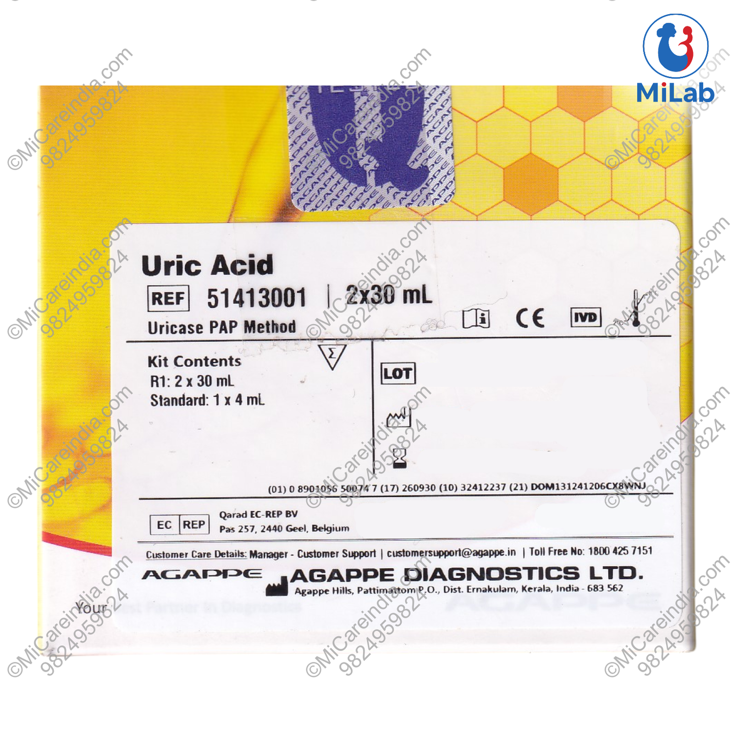 Agappe Uric Acid Kit (2x30ml)