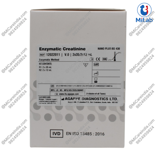 Agappe Creatinine Enzymatic System Pack Kit (2x35ml/2x12ml)