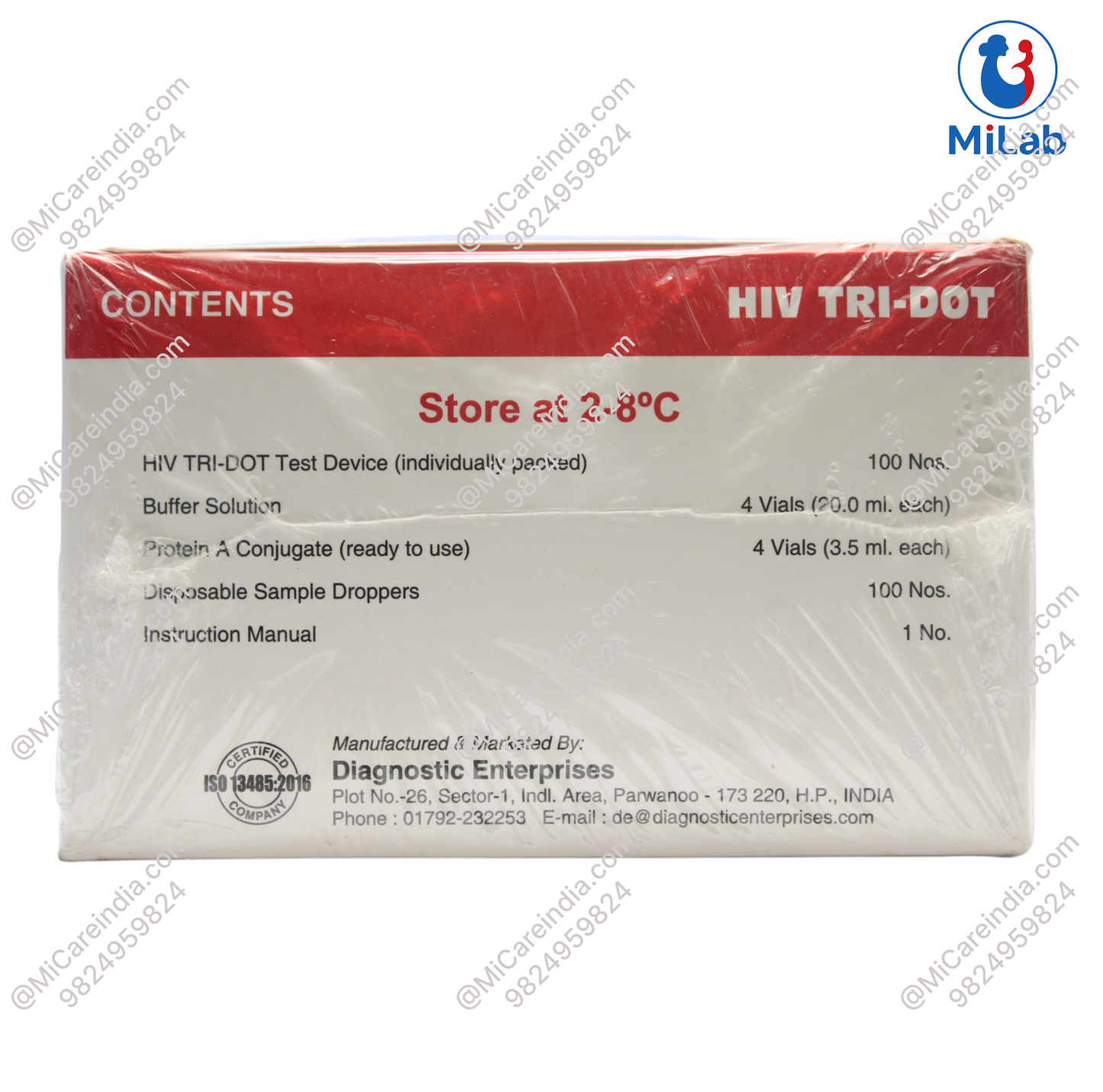J. Mitra HIV C Tri-Dot Rapid Test Kit (Pack of 100 Tests)