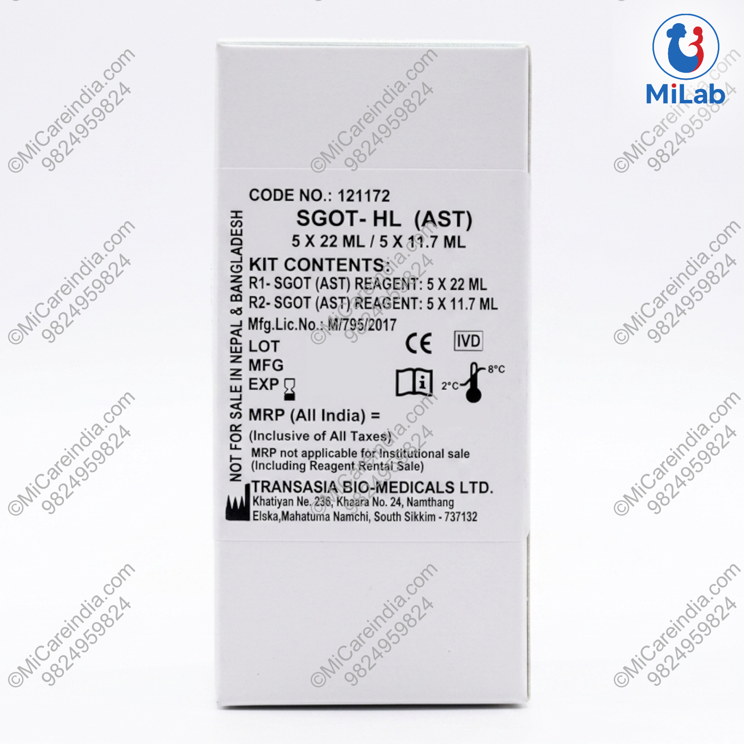 Transasia SGOT System Pack Kit (5x22ml/5x11.7ml)
