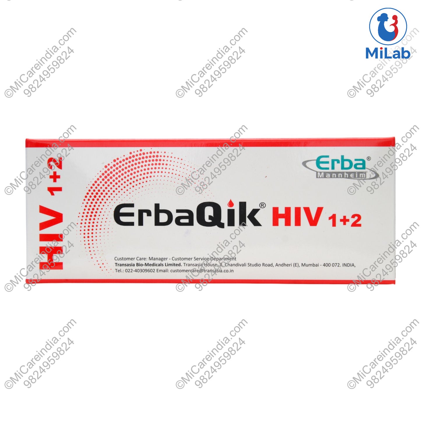 Transasia ErbaQik HIV Gen 3 (I & II) Kit (25 Tests)