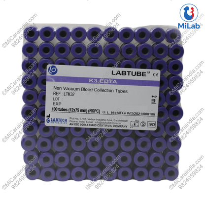 K3 EDTA SAFETY CAP 2ML 100 TUBE PACK
