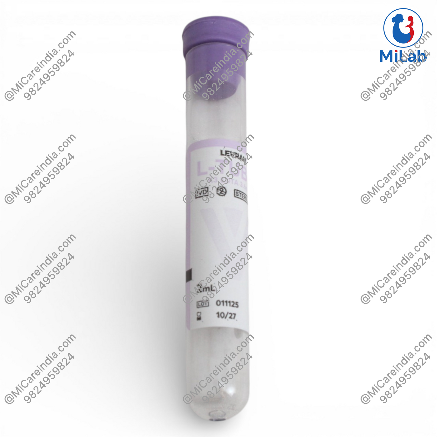 Levram K3 EDTA RC-PS L-Tube Blood Collection Tube (100 Pc)