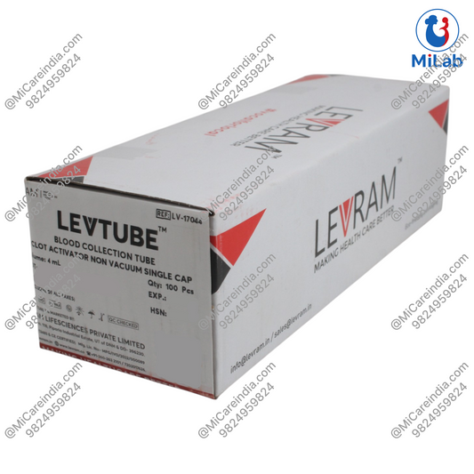 Levram Clot Activator Rubber Cap Blood Collection Tube (100 Pc)