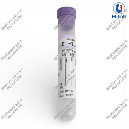 Levram K2 EDTA Rubber Cap Blood Collection Tube (100 Pc)