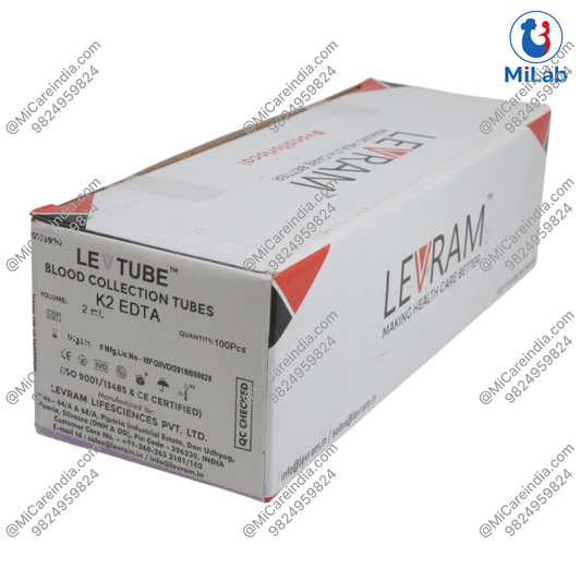 Levram K2 EDTA Rubber Cap Blood Collection Tube (100 Pc)