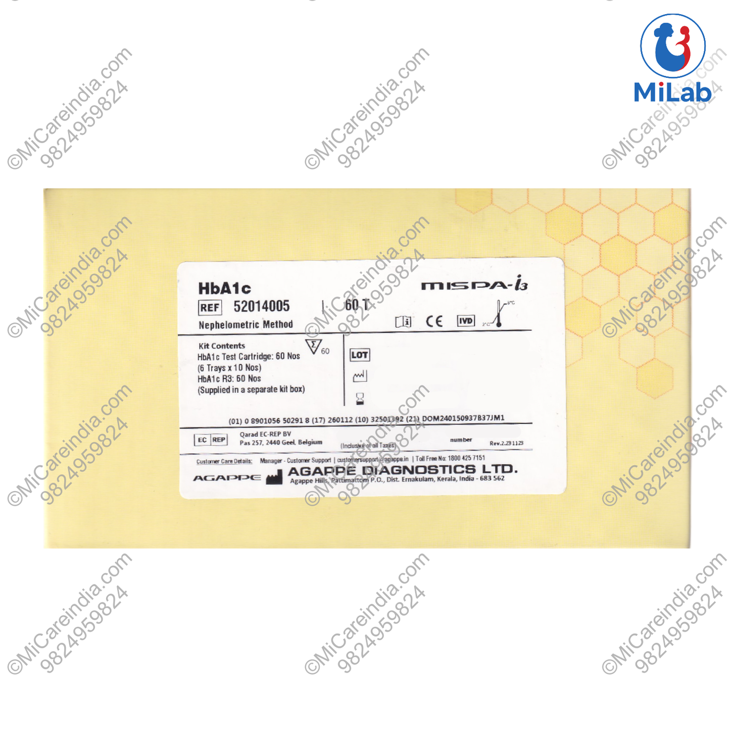 Agappe Mispa i3 HbA1c Kit (60 Tests)