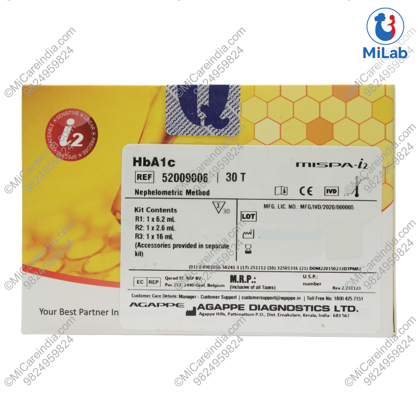 Agappe Mispa i2 HbA1c Kit (30 Tests)
