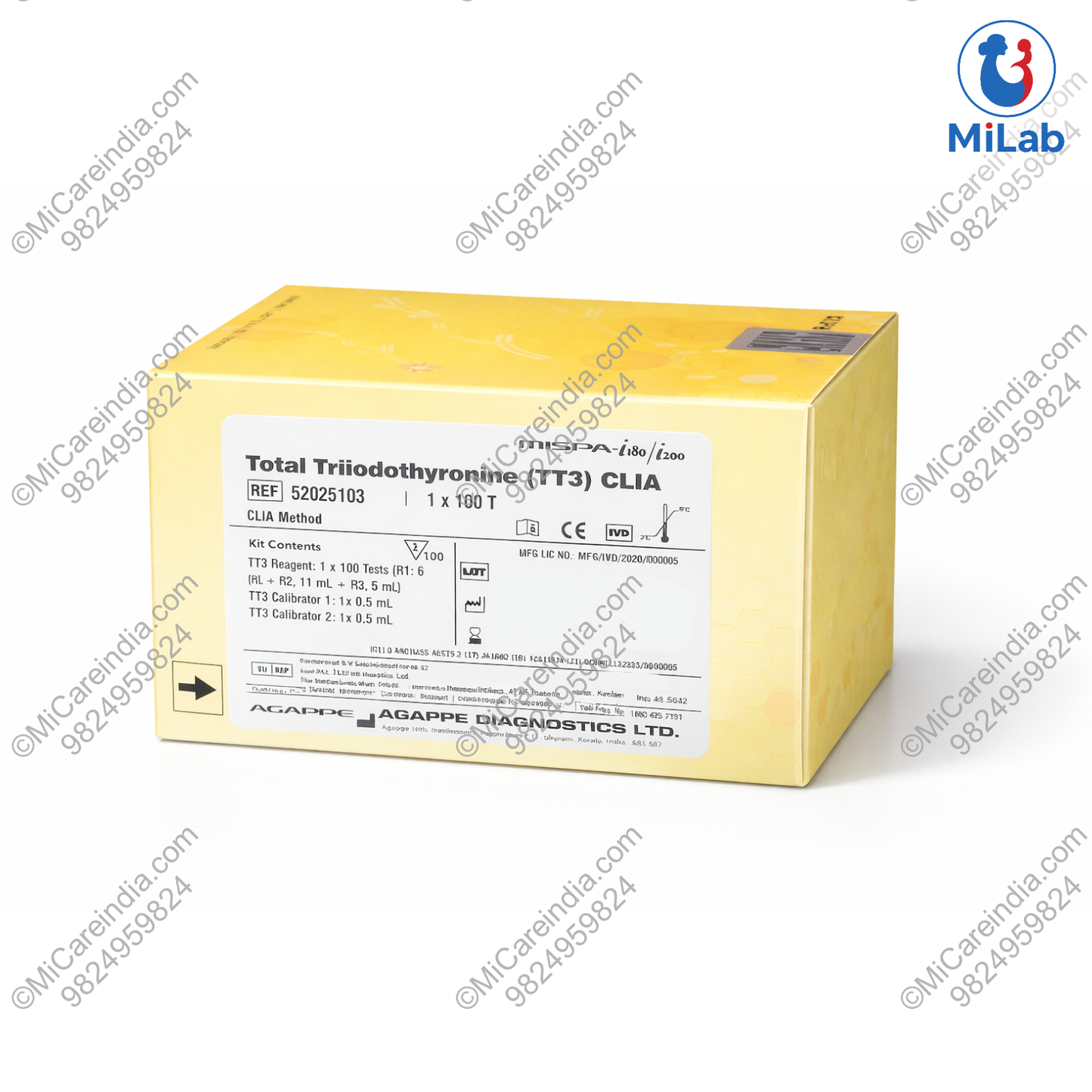 Agappe Mispa CLIA Total T3 Kit (100 Tests)
