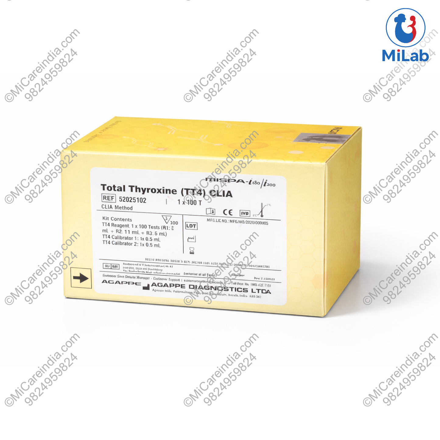 Agappe Mispa CLIA Total T4 Kit (100 Tests)