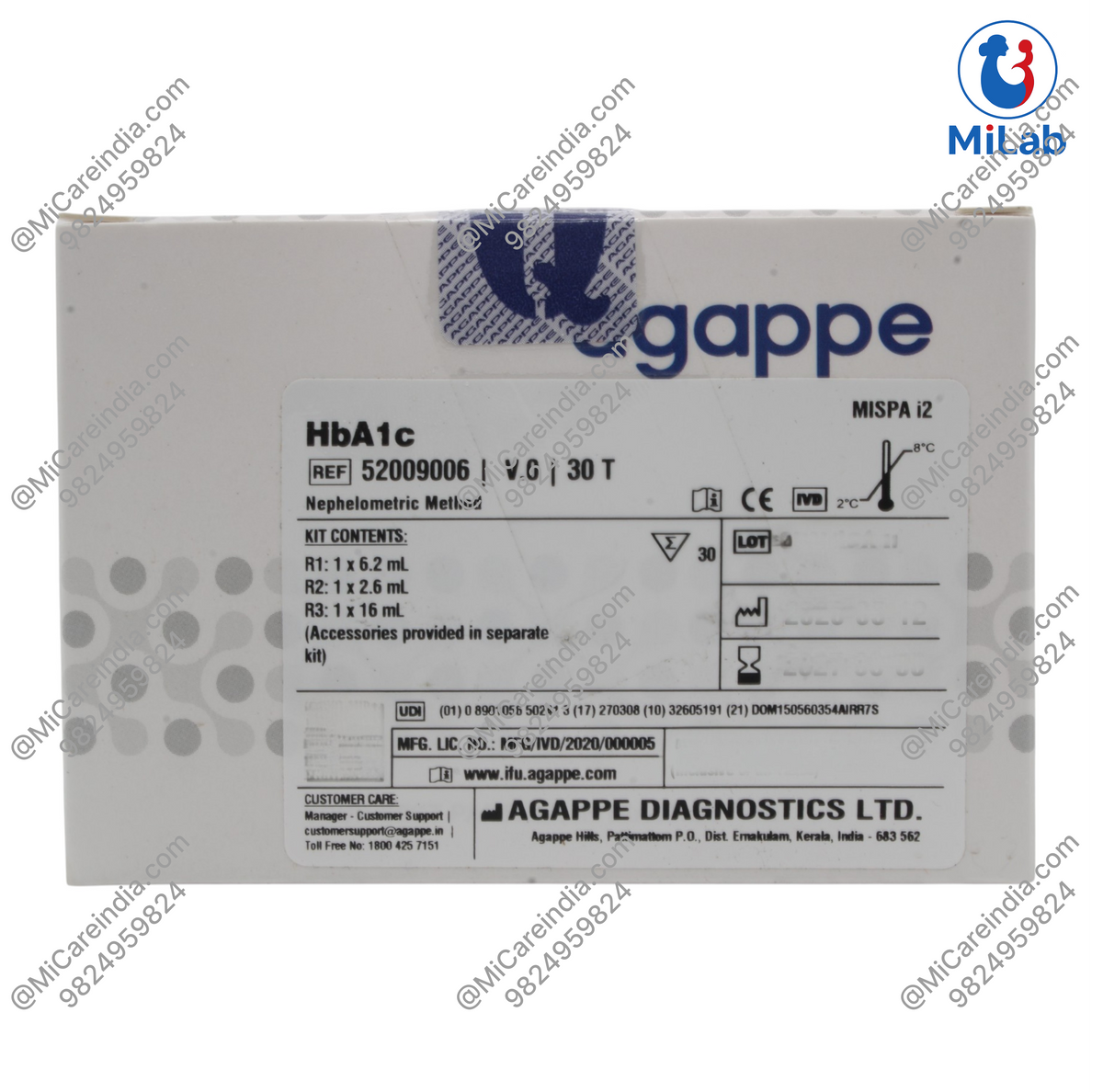 Agappe Mispa i2 HbA1c Kit (30 Tests)