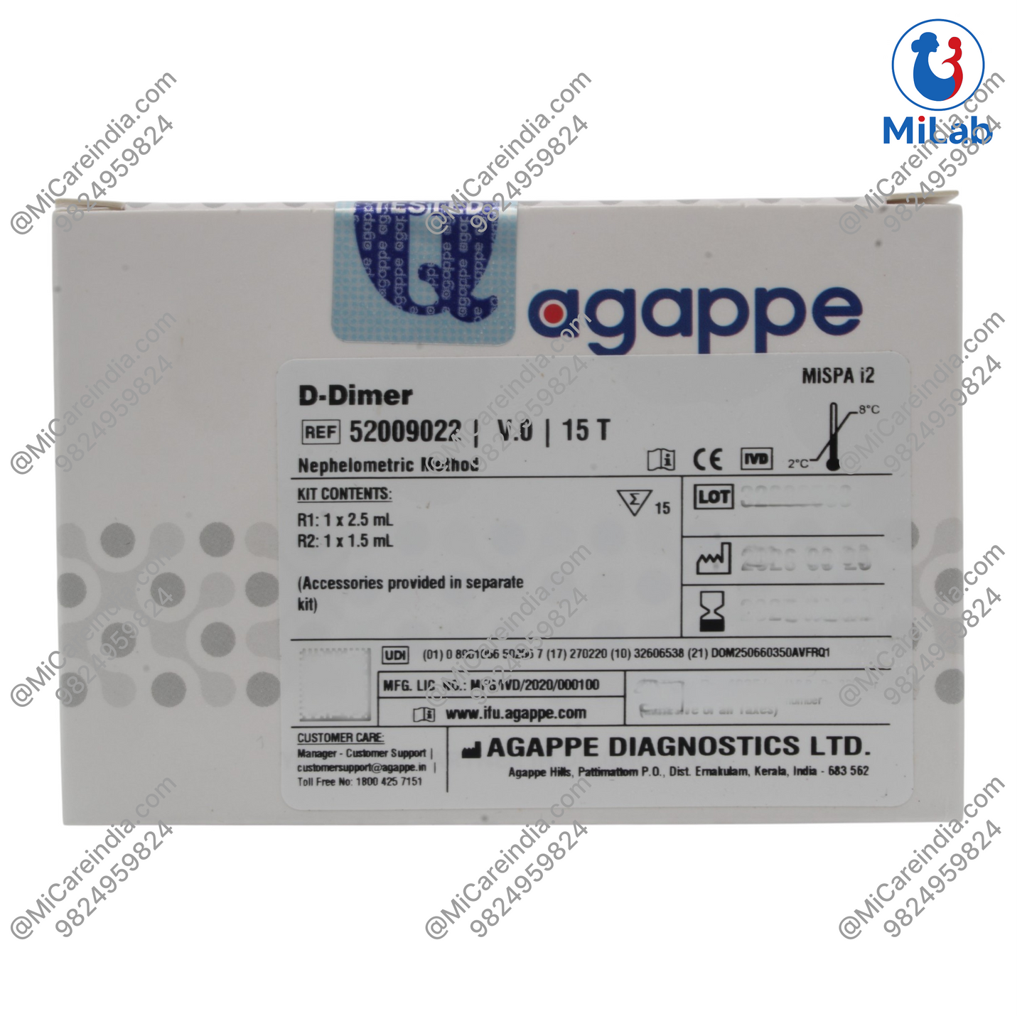 Agappe Mispa i2 D-Dimer Kit (15 Tests)