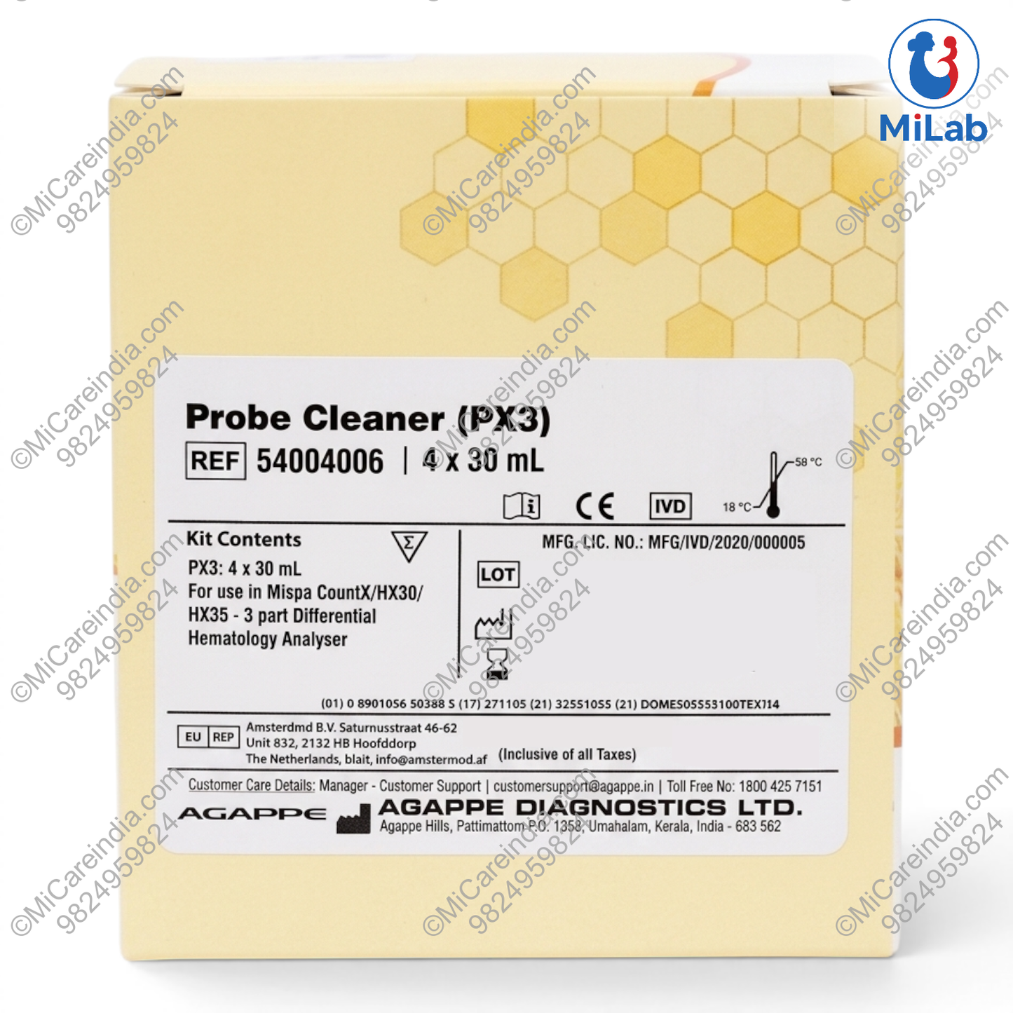 Agappe Count PX3 Probe Cleaner Kit (4x30ml)