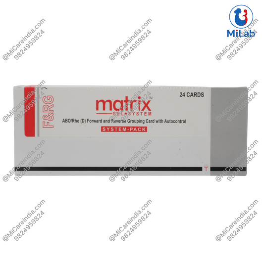 Tulip Diagnostics Matrix ABO/Rho(D) Forward and Reverse Grouping System Pack (24 Cards)