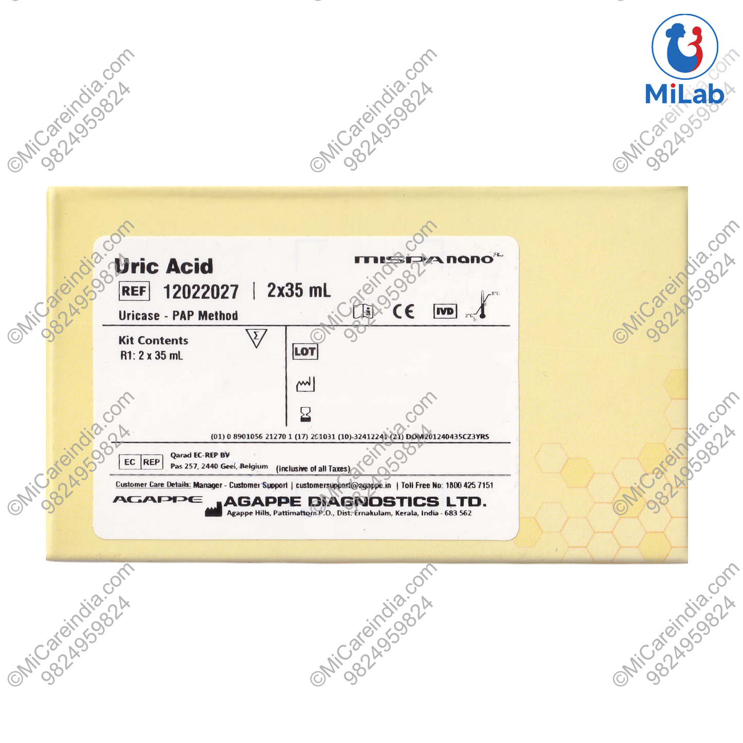 Agappe Uric Acid System Pack Kit (2x35ml)