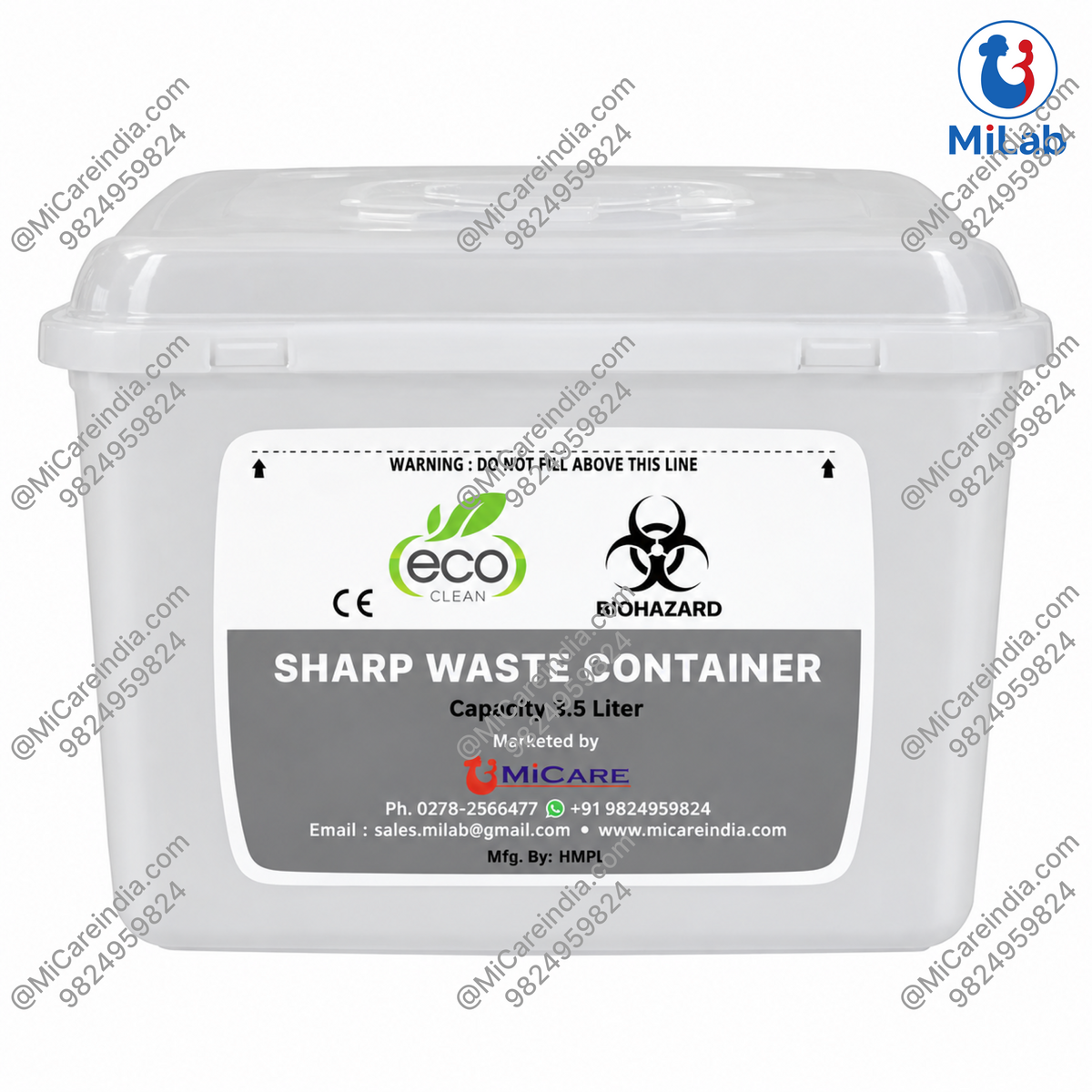 Eco Sharps Waste Container 3.5 Liter (1 Pc)