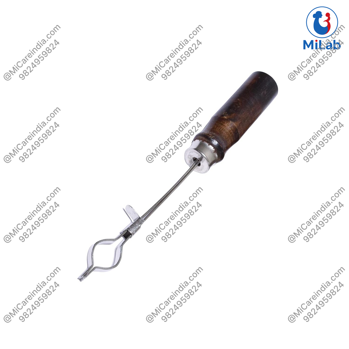 Metal Test Tube Holder Wooden Handle Clamp (1 Pc)