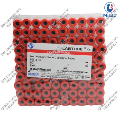 Labtech Clot Activator Blood Collection Tube with Safety Cap 4mL (100Pc)