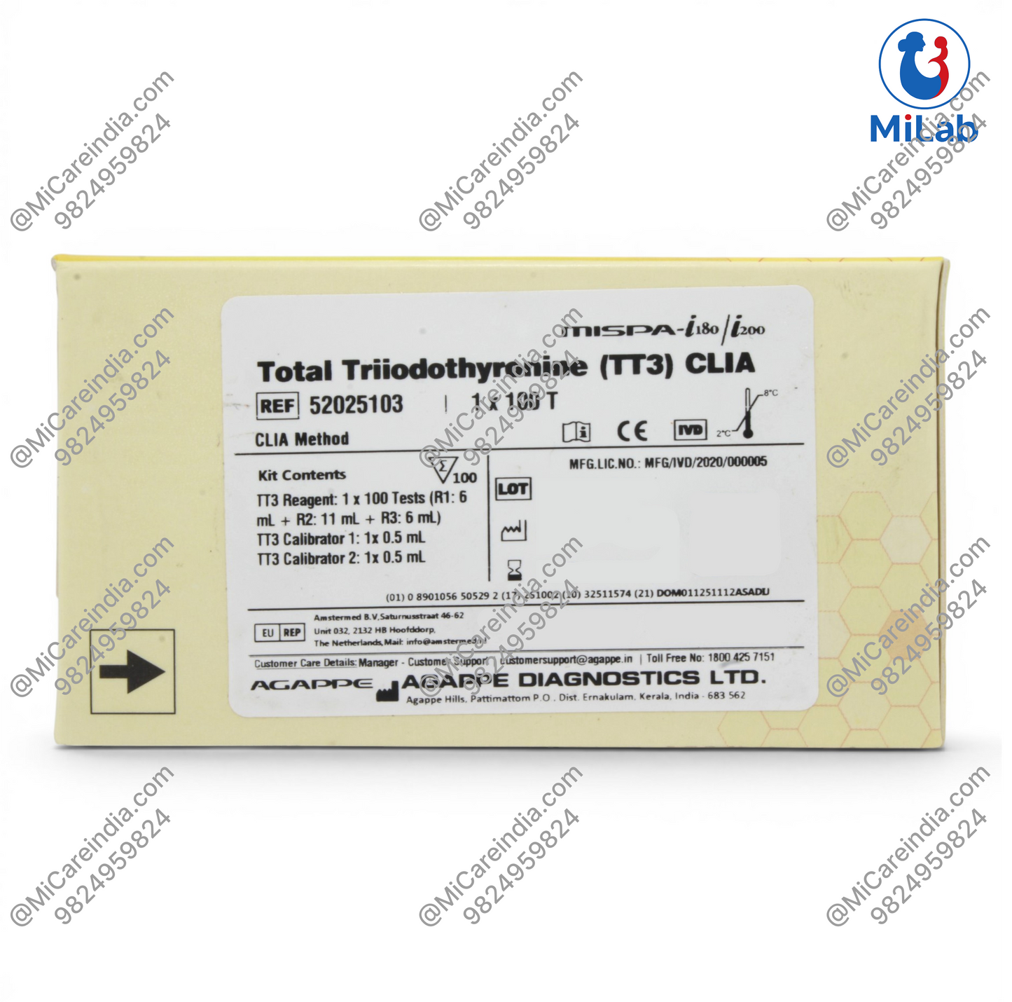 Agappe Mispa CLIA Total T3 Kit (100 Tests)