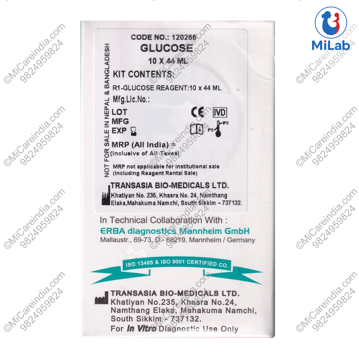 Transasia Glucose System Pack Kit (10x44ml)