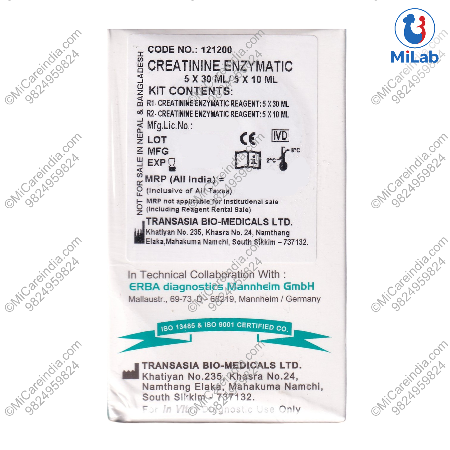 Transasia Enzymatic Creatinine System Pack Kit (200ml)