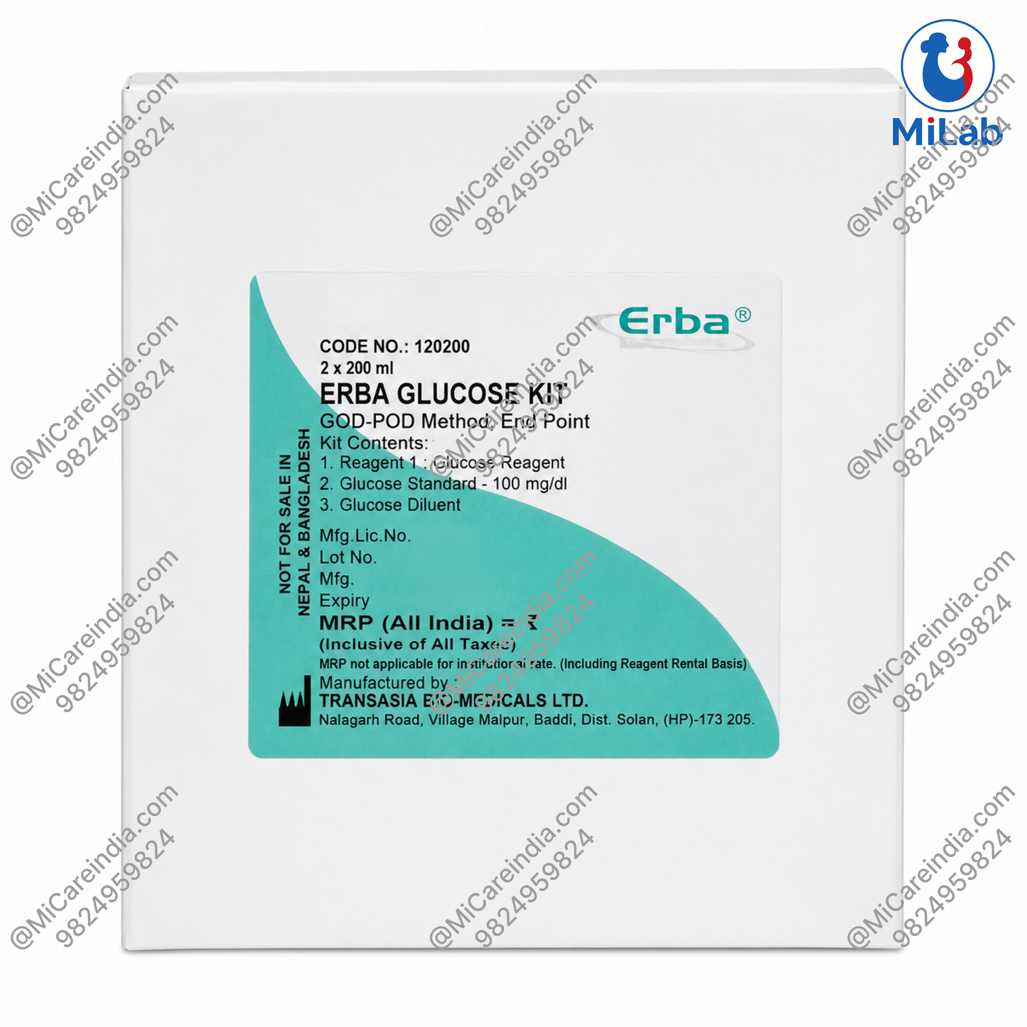 Transasia Erba Glucose Kit (2x200ml)