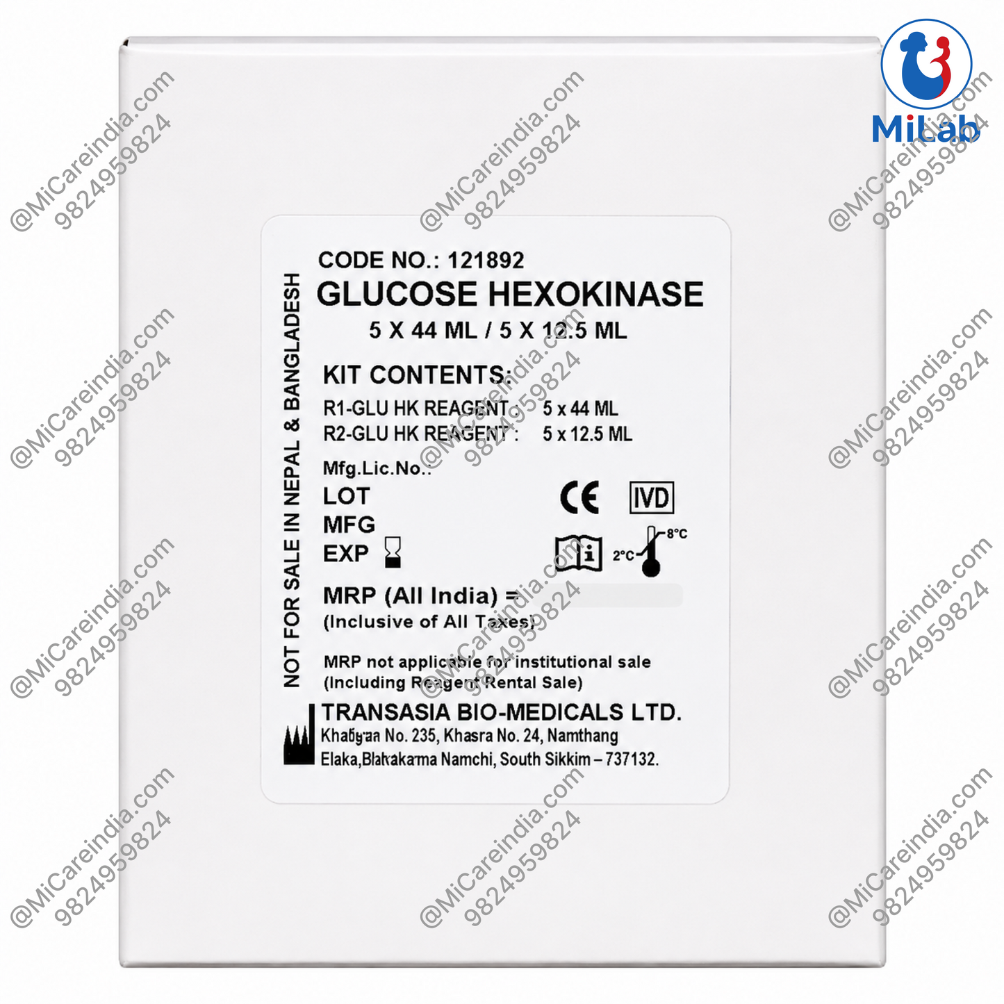 Transasia Glucose Hexokinase System Pack Kit (5x44/5x12.5ml)